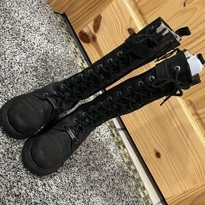 Harley-Davidson Black Lace-Up Knee-High Combat Boots